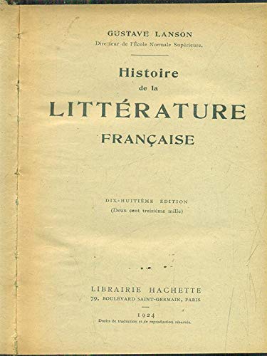 9783125259201: Histoire de la littérature française, (French Edition)