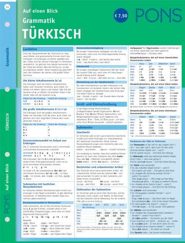 Stock image for PONS Grammatik auf einen Blick Trkisch: kompakte bersicht, Grammatikregeln nachschlagen (PONS Auf einen Blick) for sale by Buchmarie
