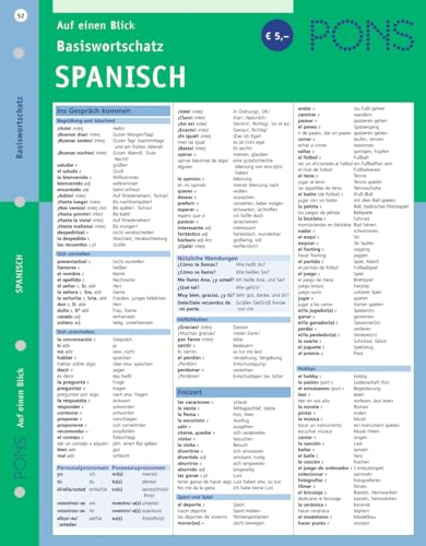 Beispielbild fr PONS Basiswortschatz Spanisch auf einen Blick zum Verkauf von medimops