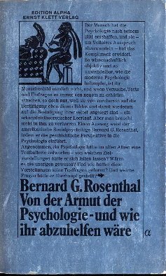 9783129068908: Von der Armut der Psychologie, und wie ihr abzuhelfen wre - Rosenthal, Bernard G.