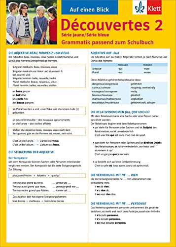 Beispielbild fr Dcouvertes Srie jaune / Srie bleue 2. Grammatik passend zum Schulbuch zum Verkauf von medimops