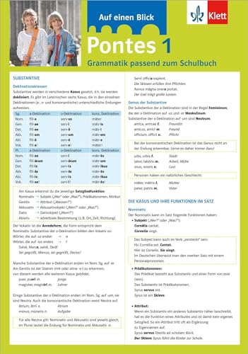 9783129260791: Auf einen Blick - Pontes 1: Grammatik passend zum Schulbuch