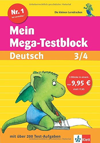 Beispielbild fr Die kleinen Lerndrachen: Mein Mega-Testblock, Deutsch 3./4. Klasse. Mit ber 200 Test-Aufgaben zum Verkauf von medimops