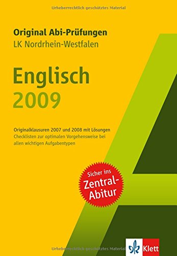 9783129299685: Original Abi-Prfungen Englisch (LK). Nordrhein-Westfalen 2009: Originalklausuren 2007 und 2008 mit
