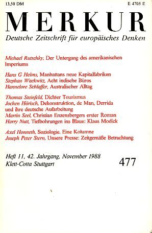 9783129730423: Merkur - Deutsche Zeitschrift fr europisches Denken - Heft 5 / 1988 - 42. Jahrgang