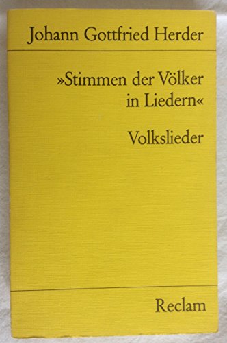 Stimmen der Völker in Liedern: Volkslieder (Reclams Universal-Bibliothek) - Herder Johann, G