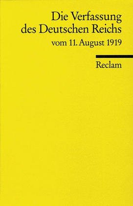 Die Verfassung des Deutschen Reichs vom 11. August 1919. - David Hume