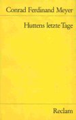 Beispielbild fr HUTTENS LETZTE TAGE Eine Dichtung zum Verkauf von German Book Center N.A. Inc.