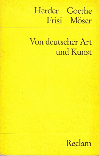 Beispielbild fr Von deutscher Art und Kunst [Sondereinband] von Herder, Johann G; M ser, Justus zum Verkauf von Nietzsche-Buchhandlung OHG