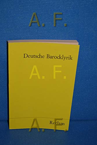 Beispielbild fr Deutsche Barock Lyrik zum Verkauf von Magers and Quinn Booksellers