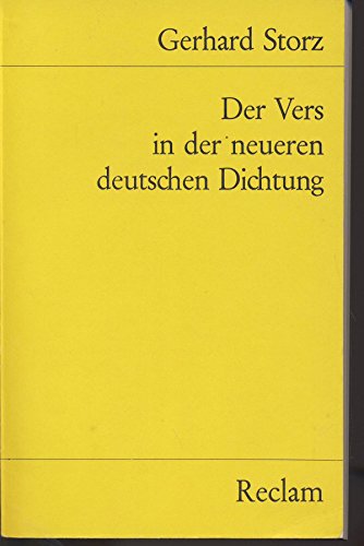 9783150079263: Der Vers in der neueren deutschen Dichtung.