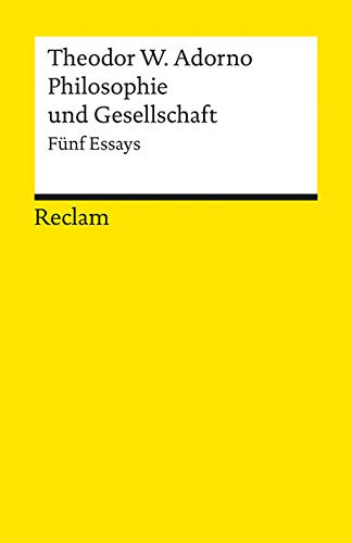 Imagen de archivo de PHILOSOPHIE UND GESELLSCHAFT Fnf Essays. Hrsg. von R. Tiedemann a la venta por German Book Center N.A. Inc.