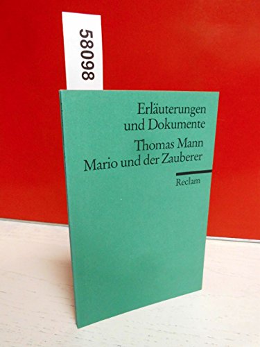 Stock image for THOMAS MANN: DER TONIO KRGER (Erluterungen und Dokumente) for sale by German Book Center N.A. Inc.