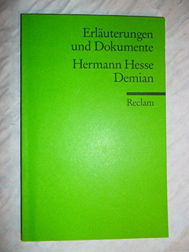 9783150081907: Demian. Erluterungen und Dokumente: Die Geschichte von Emil Sinclairs Jugend