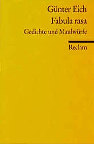 Imagen de archivo de FABULA RASA Gedichte und Maulwrfe aus den Jahren 1927-1972 a la venta por German Book Center N.A. Inc.