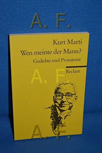 Imagen de archivo de WEN MEINTE DER MANN? Gedichte und Prosatexte a la venta por German Book Center N.A. Inc.