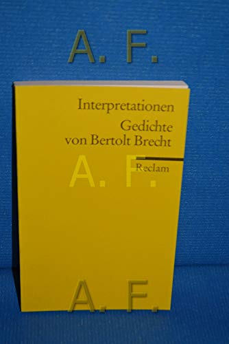 Interpretationen: Gedichte von Bertolt Brecht. (Lernmaterialien) (9783150088142) by [???]