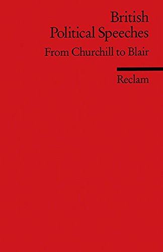 Beispielbild für British Political Speeches: From Churchill to Blair zum Verkauf von medimops