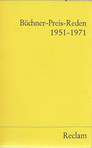 Imagen de archivo de Bu?chner-Preis-Reden, 1951-1971 (Universal-Bibliothek, Nr. 9332-34) (German Edition) a la venta por Books Unplugged