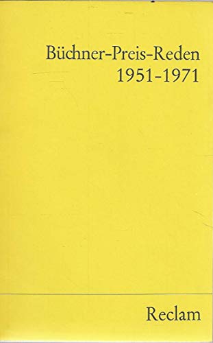 9783150093320: Büchner-Preis-Reden, 1951-1971 (Universal-Bibliothek, Nr. 9332-34) (German Edition)