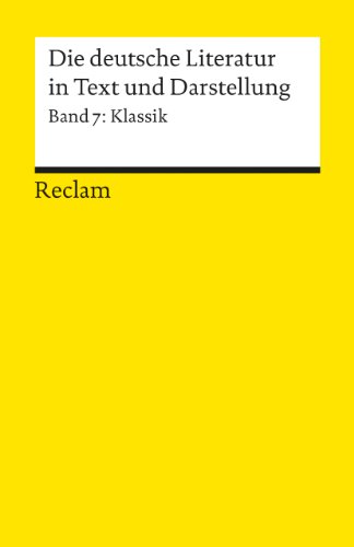 9783150096253: Klassik (Die Deutsche Literatur in Text und Darstellung) (German Edition)