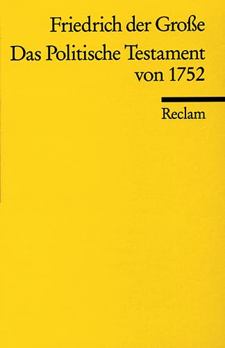Stock image for Das Politische Testament von 1752 for sale by Ammareal