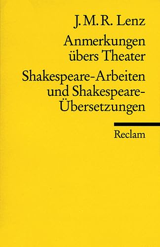 Beispielbild fr ANMERKUNGEN BERS THEATER SHAKESPEARE-ARBEITEN UND SHAKESPEARE-BERSETZUNGEN zum Verkauf von German Book Center N.A. Inc.