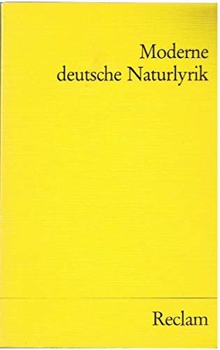 Beispielbild fr MODERNE DEUTSCHE NATURLYRIK (N.B. erschienen 1980) zum Verkauf von German Book Center N.A. Inc.