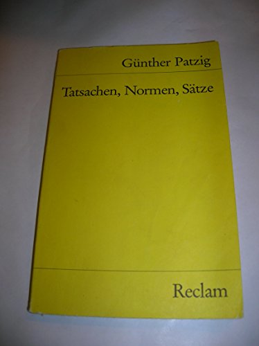 Beispielbild fr Tatsachen, Normen, Stze. Aufstze und Vortrge. zum Verkauf von medimops