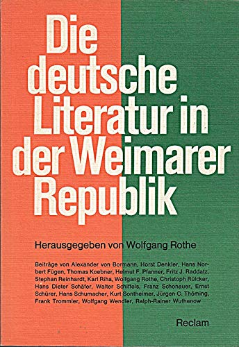 Beispielbild fr Die deutsche Literatur in der Weimarer Republik. zum Verkauf von Antiquariat Nam, UstId: DE164665634