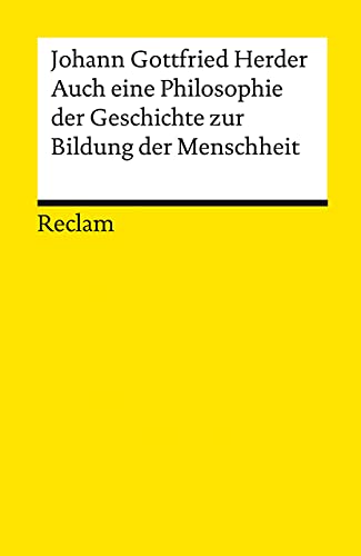 9783150142219: Auch eine Philosophie der Geschichte zur Bildung der Menschheit: 14221