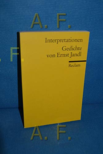 Interpretationen. Gedichte von Ernst Jandl. (Lernmaterialien) (9783150175194) by Jandl, Ernst; Pfoser, Kristina; Kaukoreit, Volker