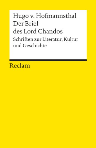 9783150180341: Der Brief des Lord Chandos: Schriften zur Literatur, Kunst und Geschichte: 18034