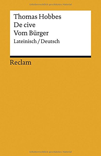 Beispielbild fr De cive / Vom Brger -Language: german zum Verkauf von GreatBookPrices
