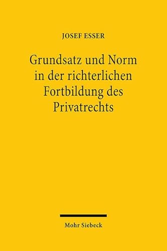 Grundsatz und Norm in der richterlichen Fortbildung des Privatrechts (9783161455810) by Esser, Josef