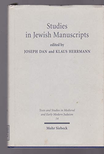 Beispielbild fr Studies in Jewish Manuscripts zum Verkauf von Revaluation Books