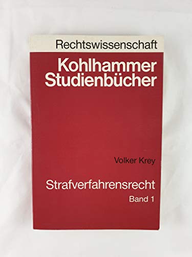 9783170096554: Strafverfahrensrecht, in 3 Bdn., Bd.1 - Krey, Volker