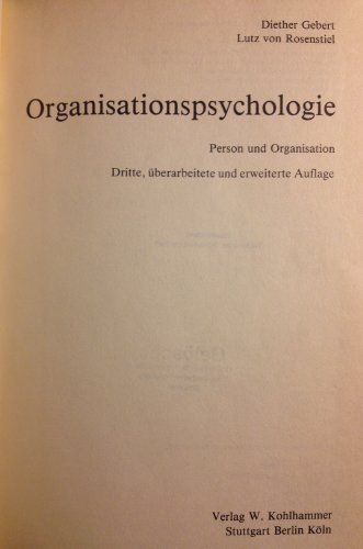 9783170120099: Organisationspsychologie. Person und Organisation