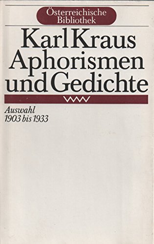 Beispielbild fr Aphorismen und Gedichte. Auswahl 1903-1933 zum Verkauf von medimops