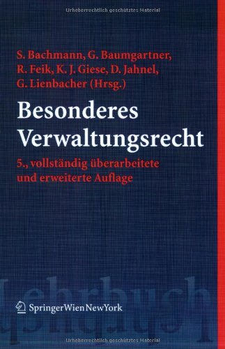 9783211206737: Besonderes Verwaltungsrecht (Springers Kurzlehrbucher Der Rechtswissenschaft)
