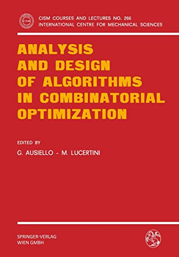 Stock image for Analysis and Design of Algorithms in Combinatorial Optimization for sale by Chiron Media