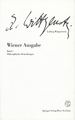 Stock image for Wiener Ausgabe: Band 1: Philosophische Bemerkungen (German Edition) for sale by Midtown Scholar Bookstore
