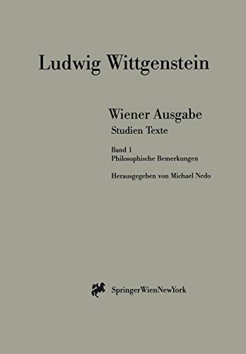 Beispielbild fr Wiener Ausgabe Studien Texte: Band 1: Philosophische Bemerkungen zum Verkauf von medimops