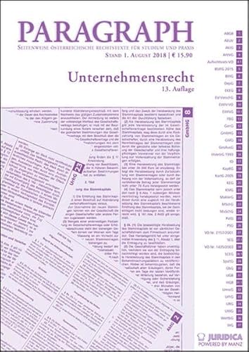 Beispielbild fr Unternehmensrecht: Paragraph. Seitenweise sterreichische Rechtstexte fr Studium und Praxis (Edition Juridica) zum Verkauf von medimops