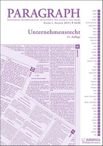 9783214106041: Paragraph - Unternehmensrecht: Paragraph. Seitenweise sterreichische Rechtstexte fr Studium und Praxis (Edition Juridica)