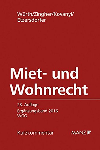 9783214133320: Miet- und Wohnrecht ERGNZUNGSBAND 2016 WGG