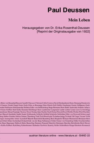 Beispielbild fr Mein Leben: Herausgegeben von Dr. Erika Rosenthal-Deussen [Reprint der Originalausgabe von 1922] zum Verkauf von Revaluation Books