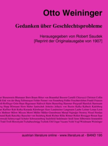 Stock image for Gedanken ber Geschlechtsprobleme: Herausgegeben von Robert Saudek [Reprint der Originalausgabe von 1907] for sale by Revaluation Books