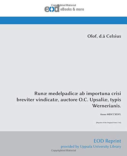 Beispielbild fr Runae medelpadicae ab importuna crisi breviter vindicatae, auctore O.C. Upsaliae, ty zum Verkauf von Revaluation Books