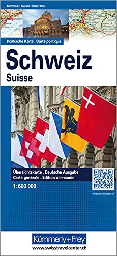 9783259001714: Schweiz Politische Karte 1:600 000: bersichtskarte